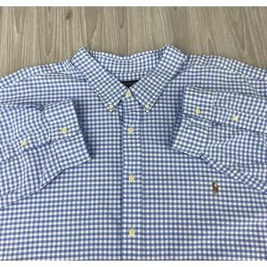 Polo Ralph Lauren‎ Shirt Blue White Gingham Check Oxford Button Down 5XB NWT